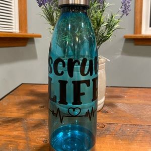 Scrub life nurse water bottle clear or turquoise